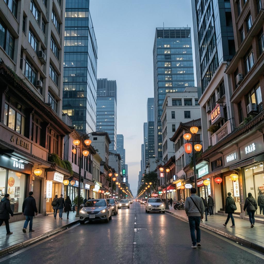 Rue animée d'une métropole asiatique en soirée